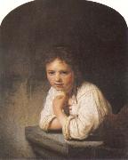 Rembrandt, A Young Girl Leaning on a Window Sill